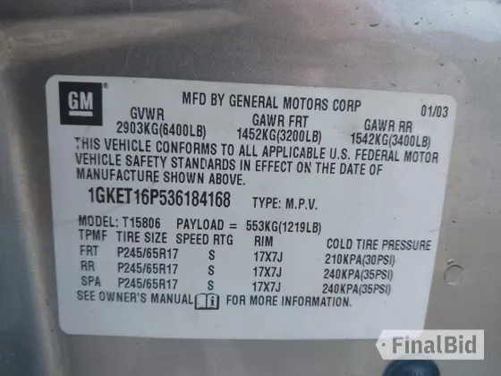 2003 GMC Envoy SLT