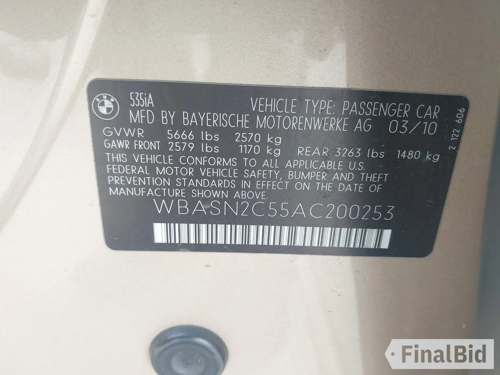 2010 BMW 5 Series 535i Gran Turismo