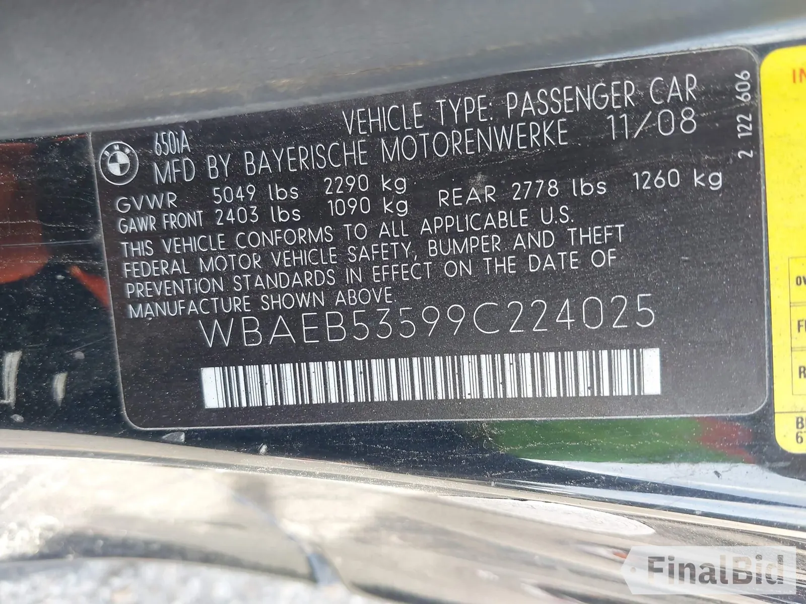 2009 BMW 6 Series 650i