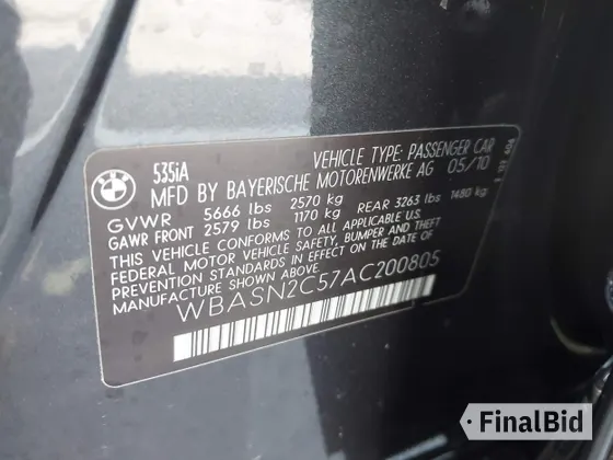 2010 BMW 5 Series 535i Gran Turismo