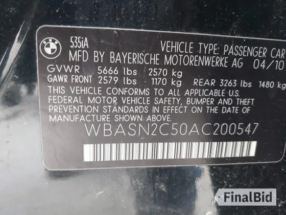 2010 BMW 5 Series 535i Gran Turismo