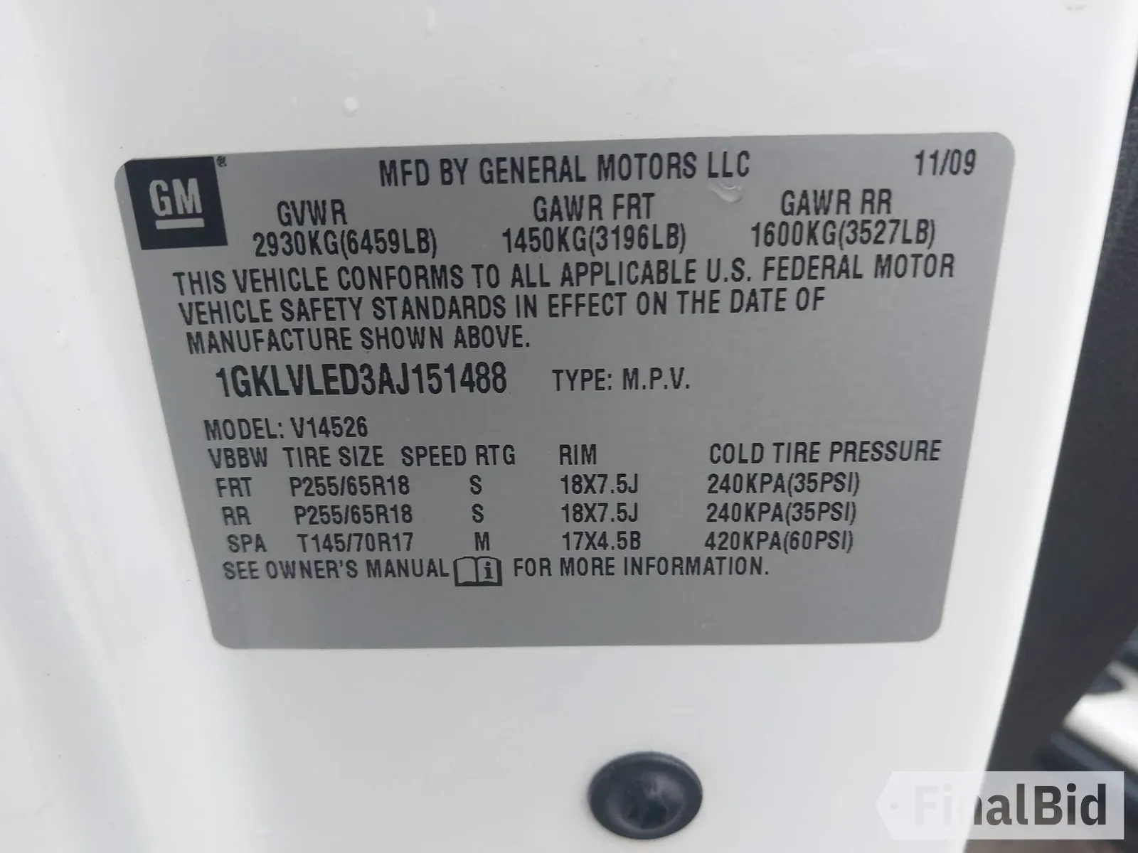 2010 GMC Acadia SLE