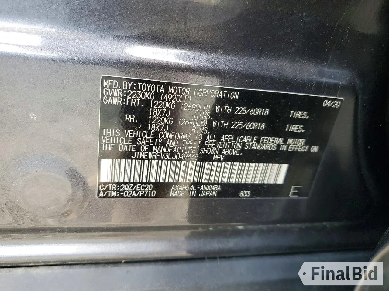 2020 Toyota RAV4 Hybrid XSE