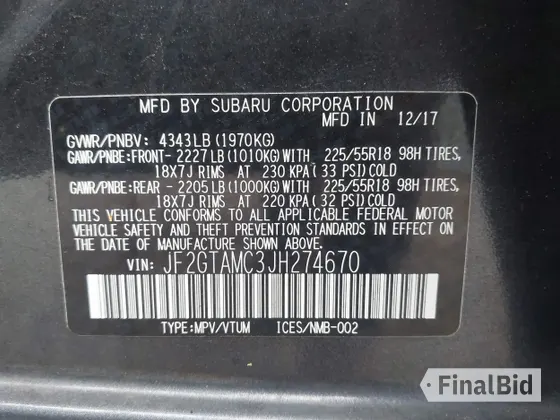 2018 Subaru Crosstrek Limited