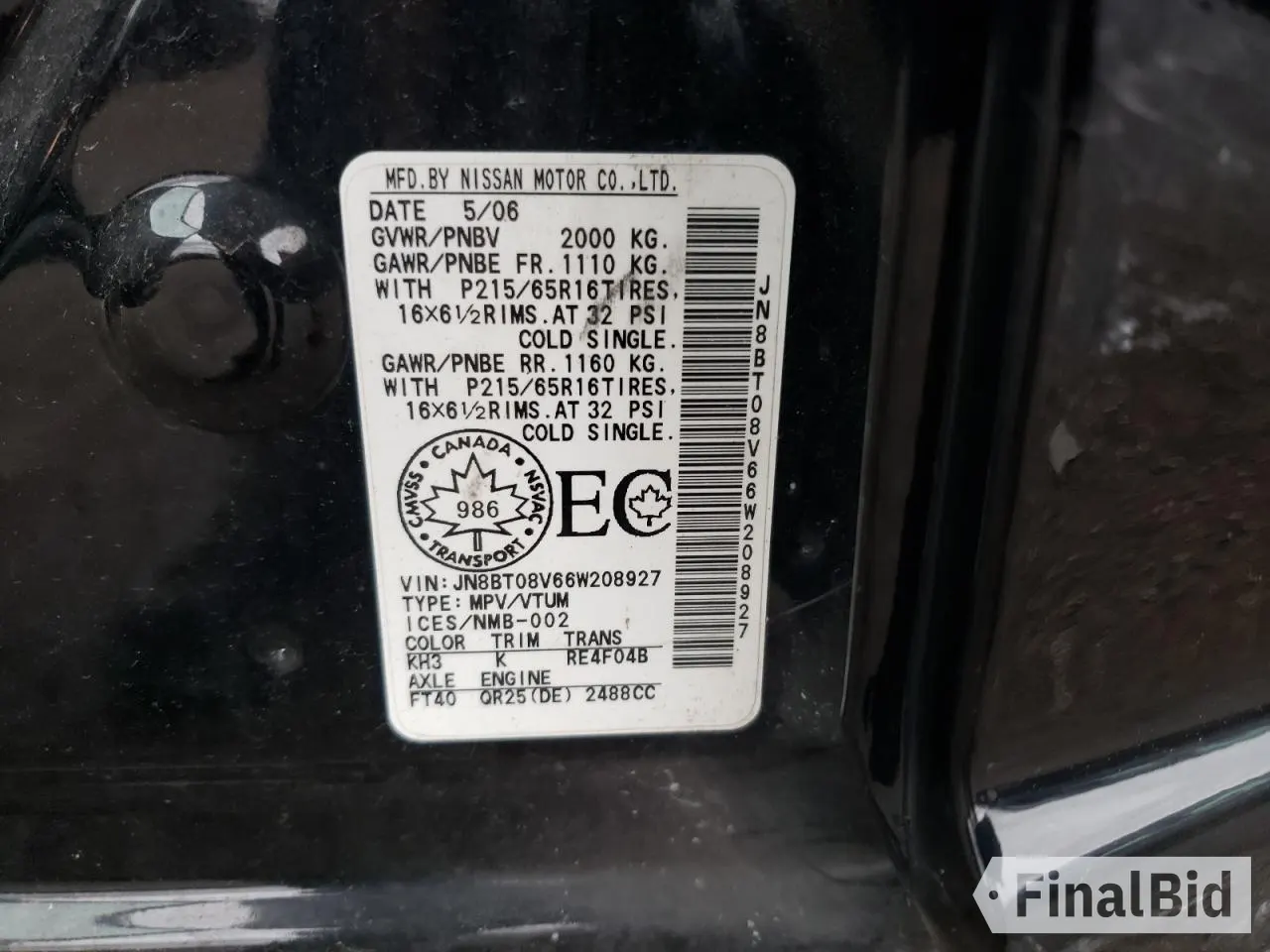 2006 Nissan X-Trail XE