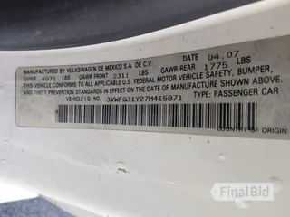 2007 Volkswagen Beetle Triple White