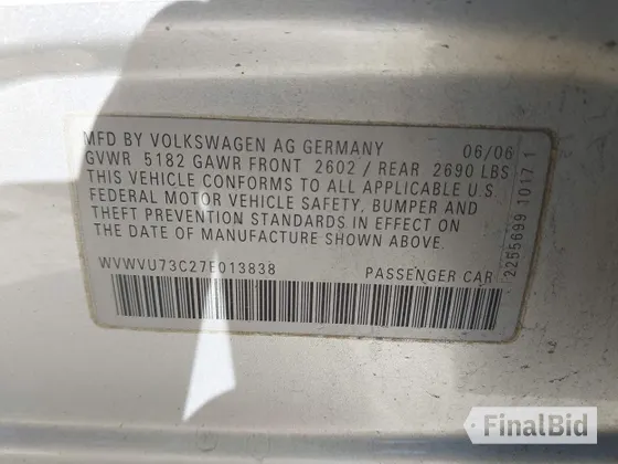 2007 Volkswagen Passat 3.6L