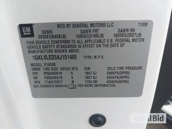2010 GMC Acadia SLE