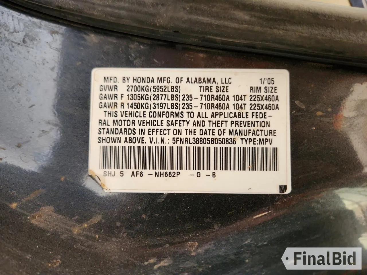 2005 Honda Odyssey Touring