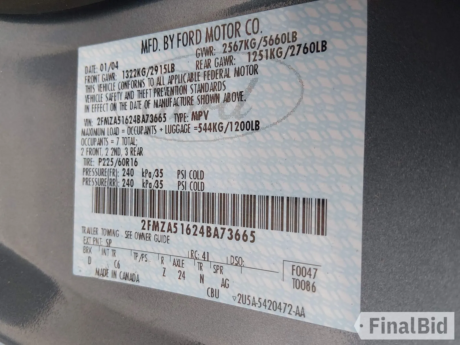 2004 Ford Freestar SE