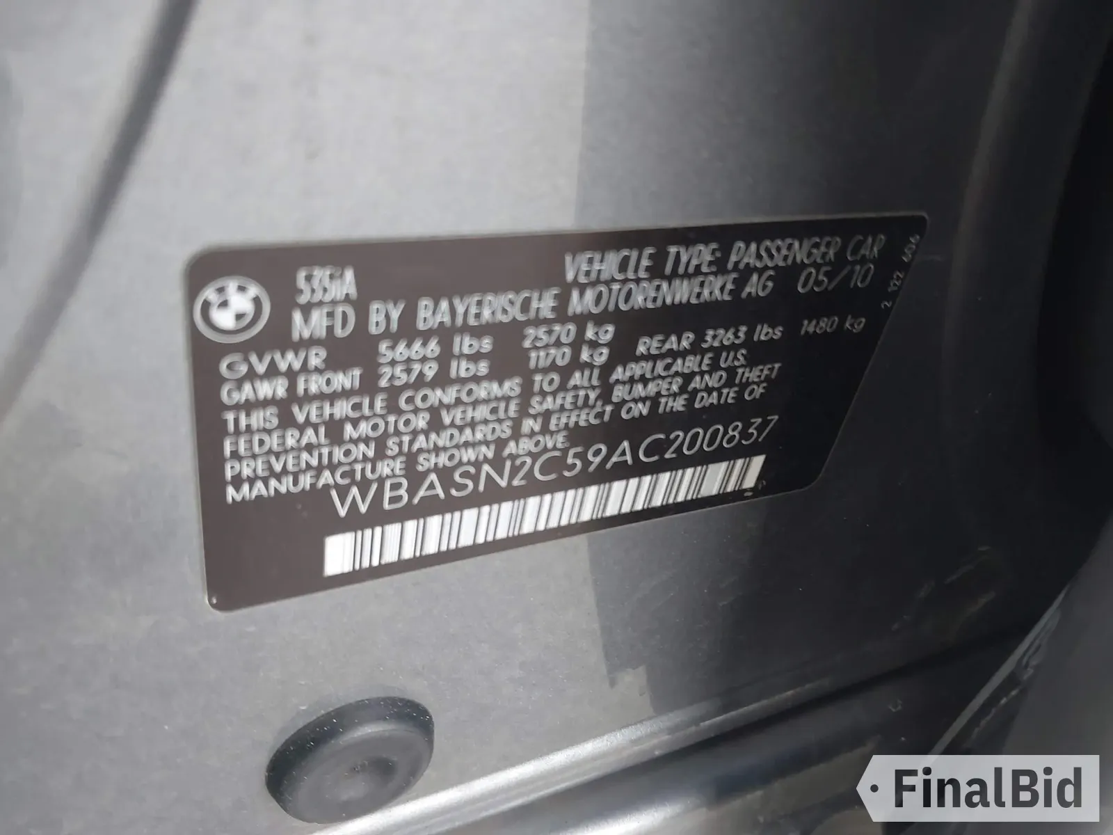 2010 BMW 5 Series 535i Gran Turismo