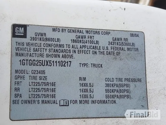 2005 GMC Savana Cargo