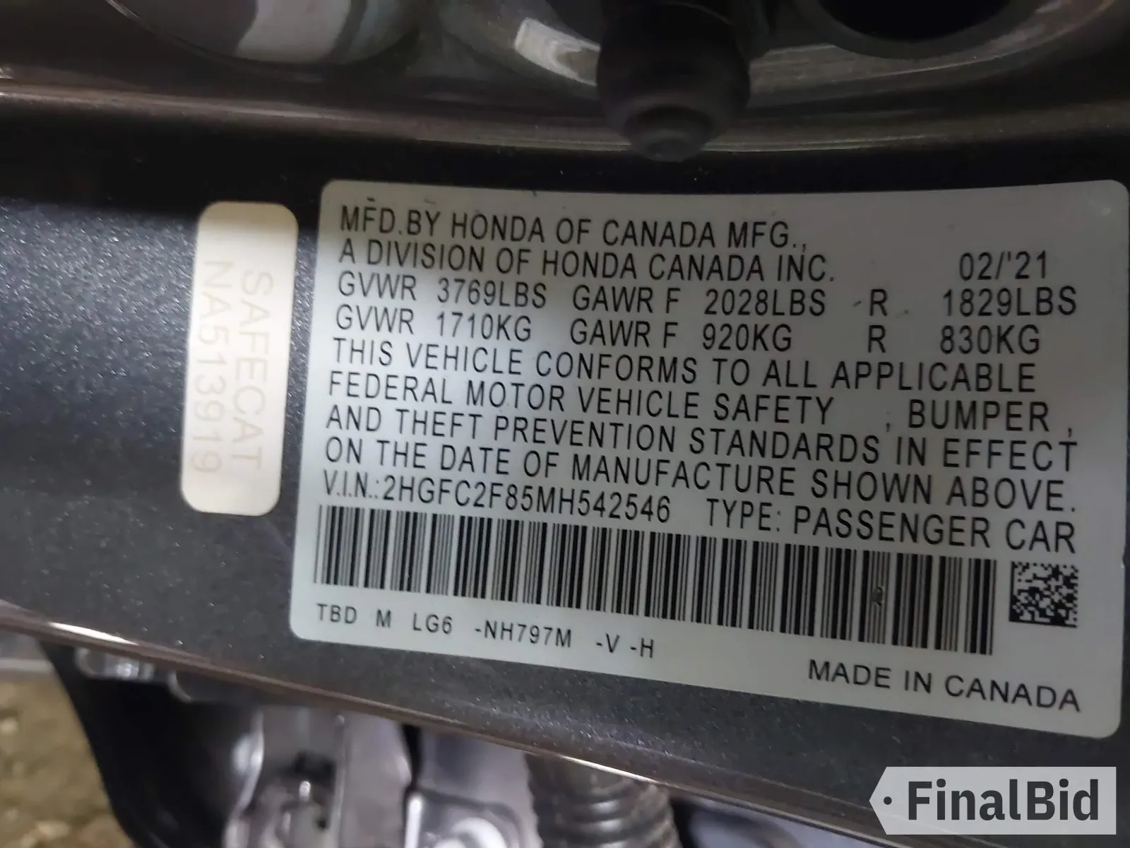 2021 Honda Civic Sport