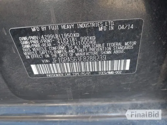 2014 Subaru Impreza Special Sports Limited