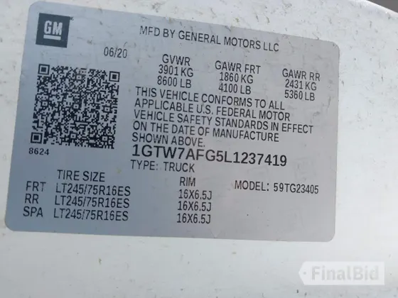 2020 GMC Savana Cargo