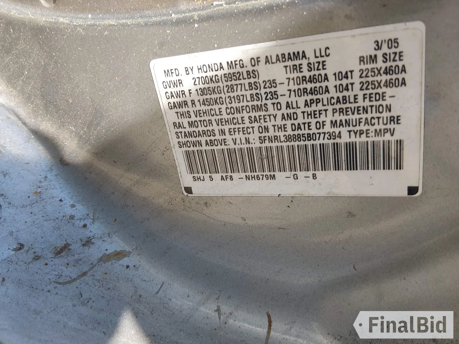 2005 Honda Odyssey Touring