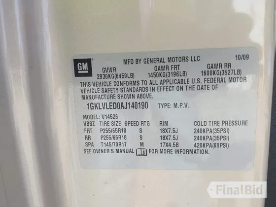 2010 GMC Acadia SLE
