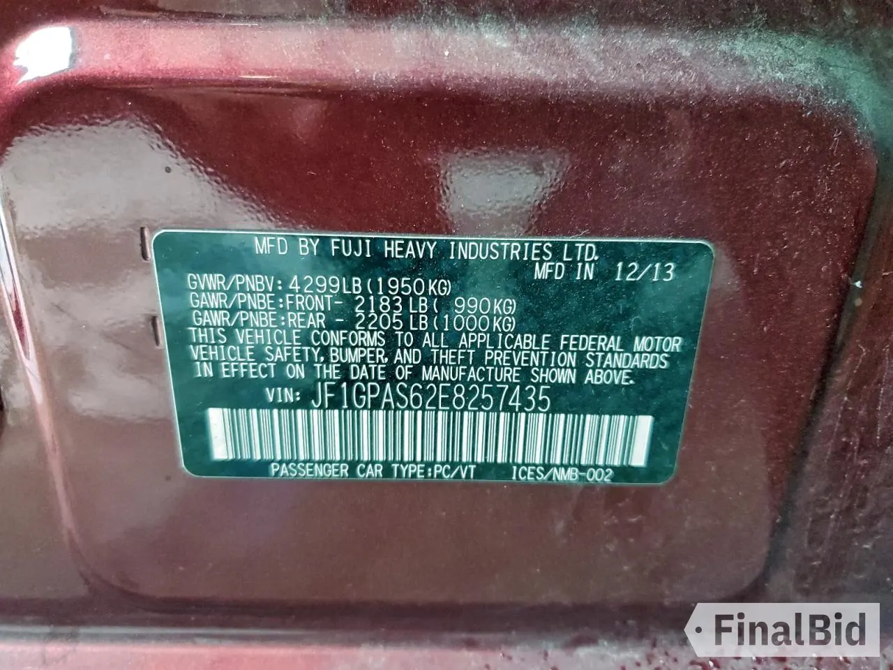2014 Subaru Impreza Special Sports Limited