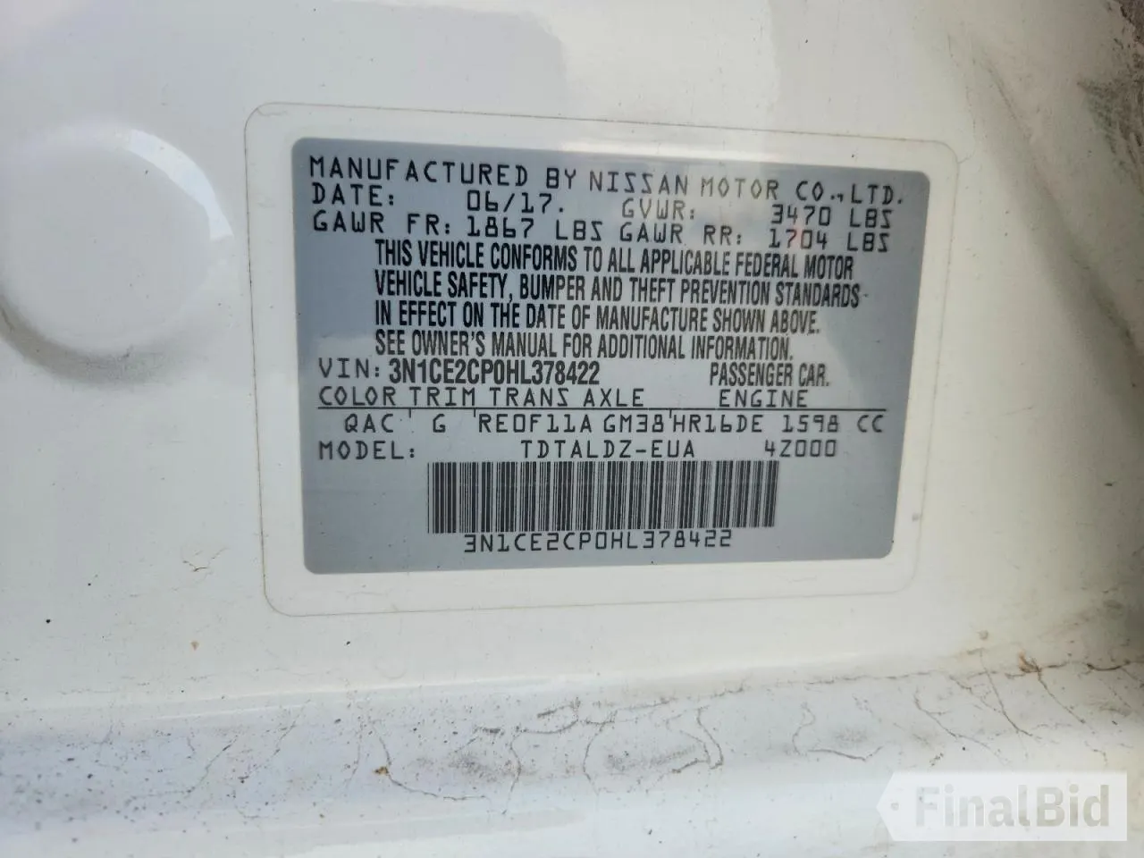 2017 Nissan Note SV