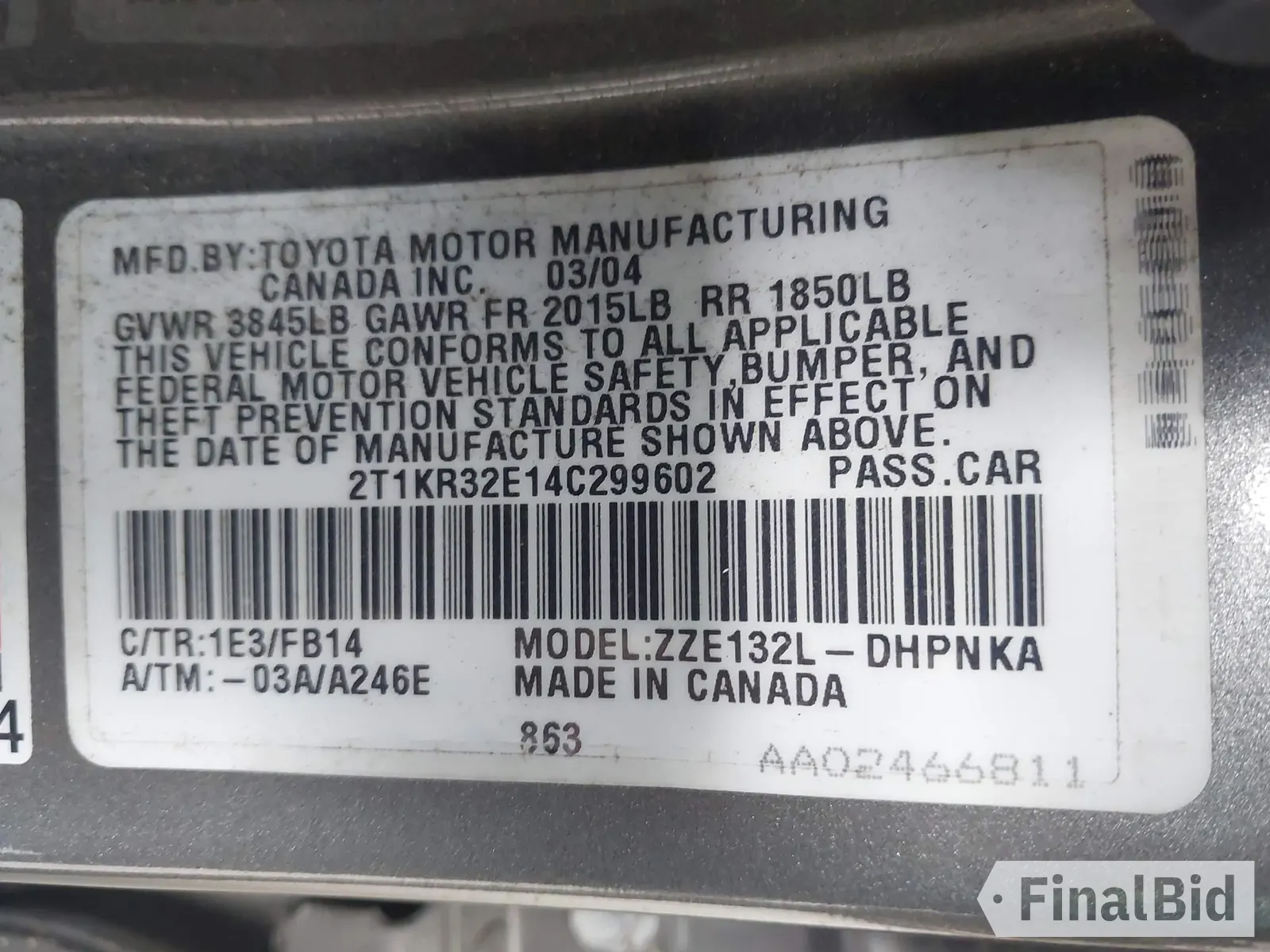 2004 Toyota Matrix XR