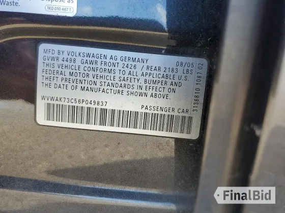 2006 Volkswagen Passat Value Edition