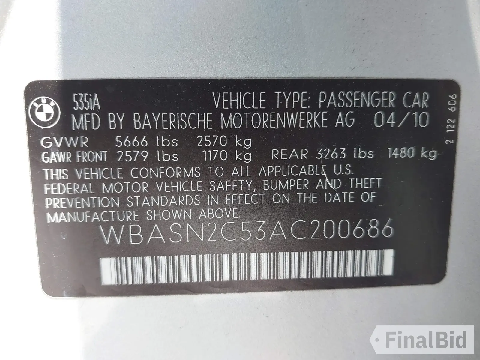 2010 BMW 5 Series 535i Gran Turismo