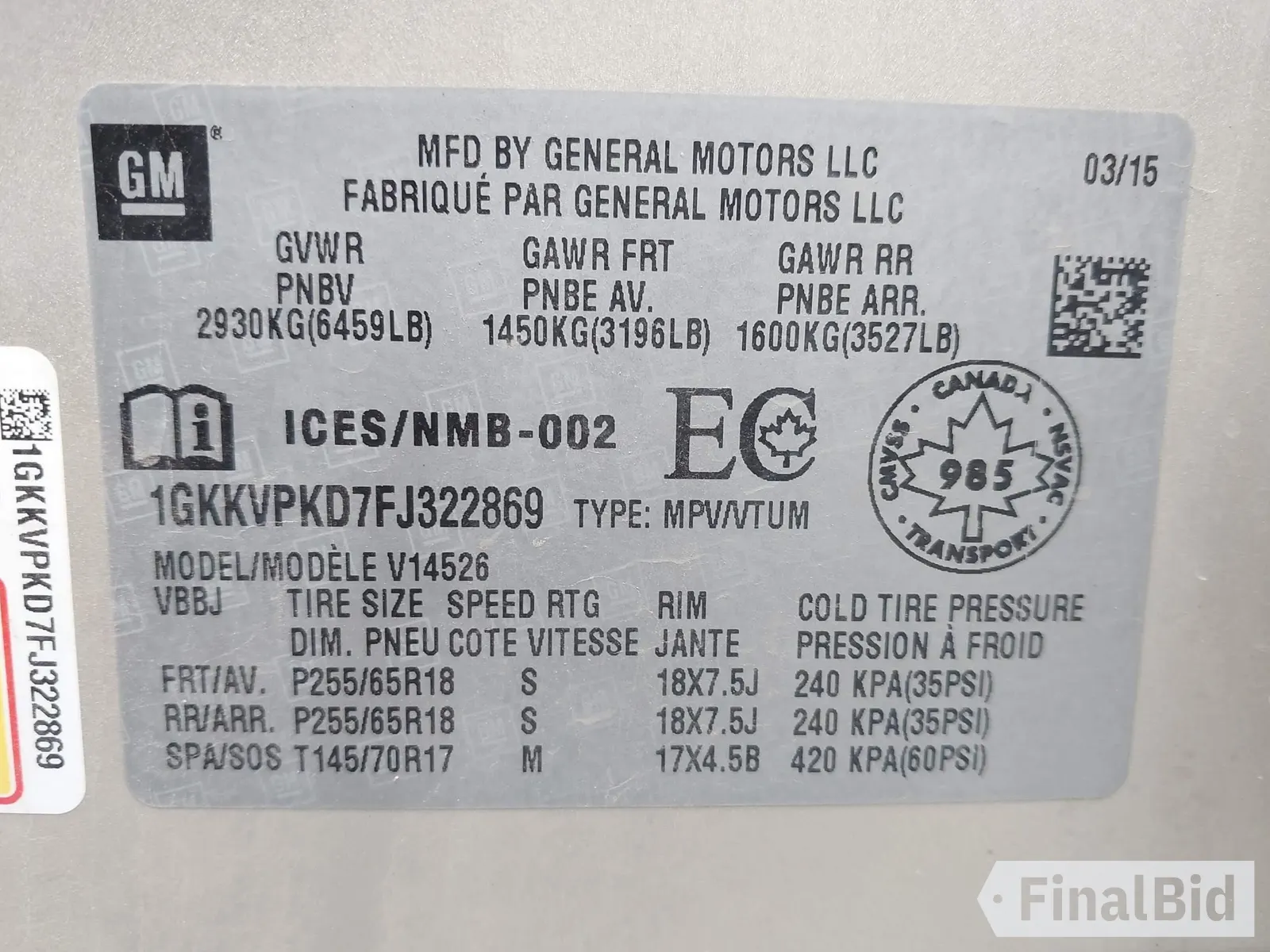 2015 GMC Acadia SLE