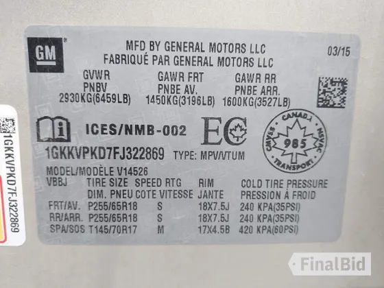 2015 GMC Acadia SLE