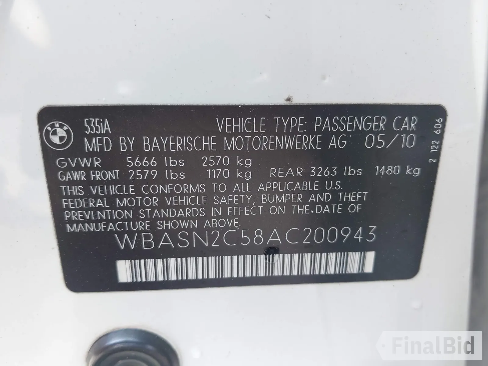 2010 BMW 5 Series 535i Gran Turismo