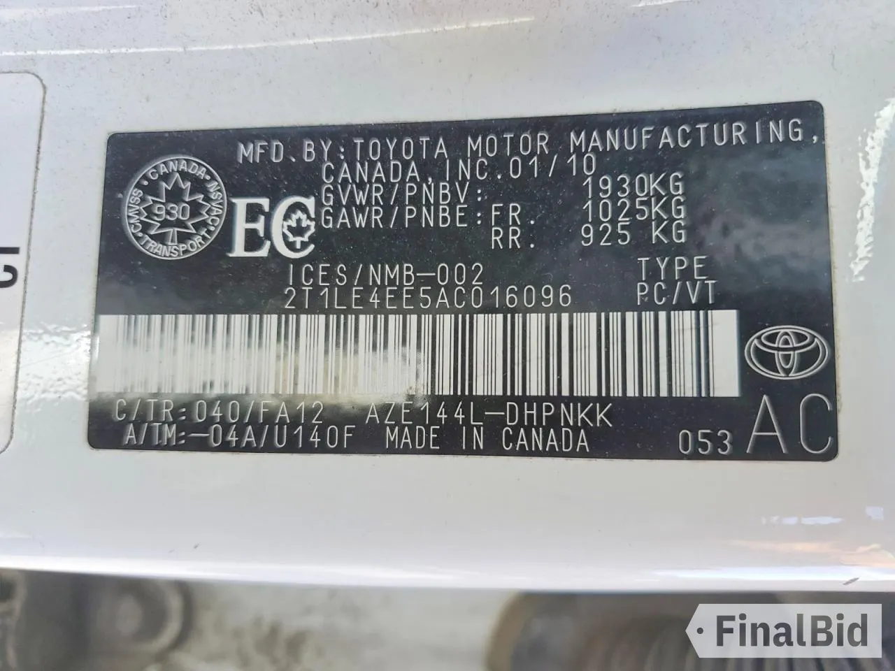 2010 Toyota Matrix S