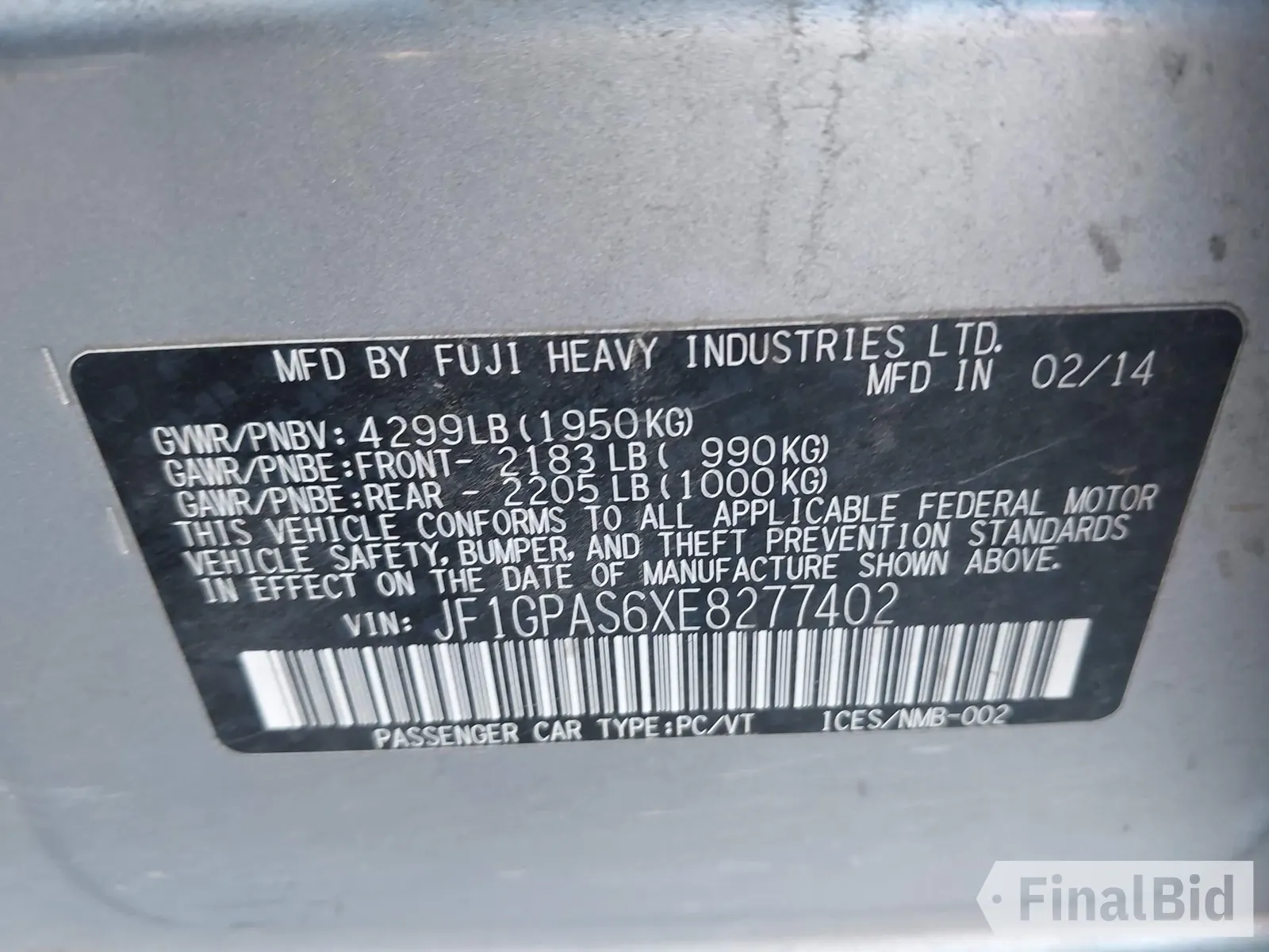 2014 Subaru Impreza Special Sports Limited