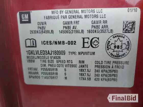 2010 GMC Acadia SLE