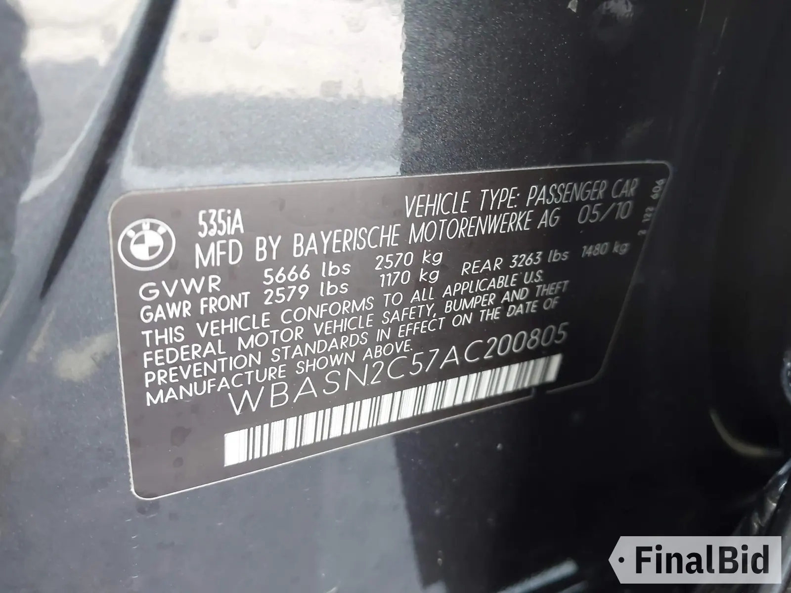 2010 BMW 5 Series 535i Gran Turismo
