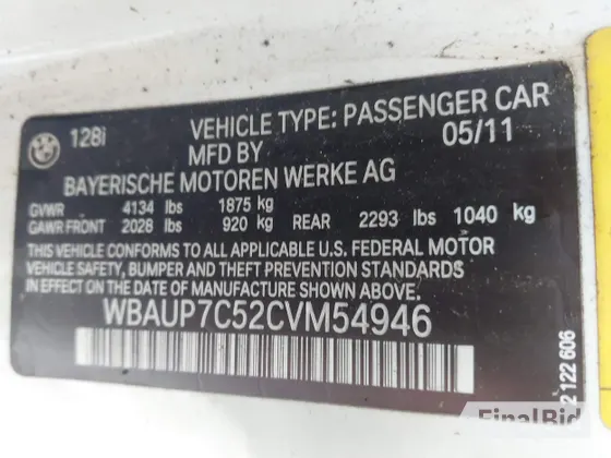 2012 BMW 1 Series 128i