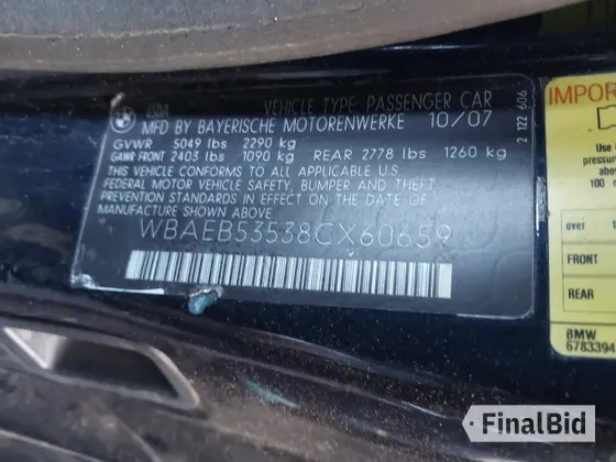 2008 BMW 6 Series 650i