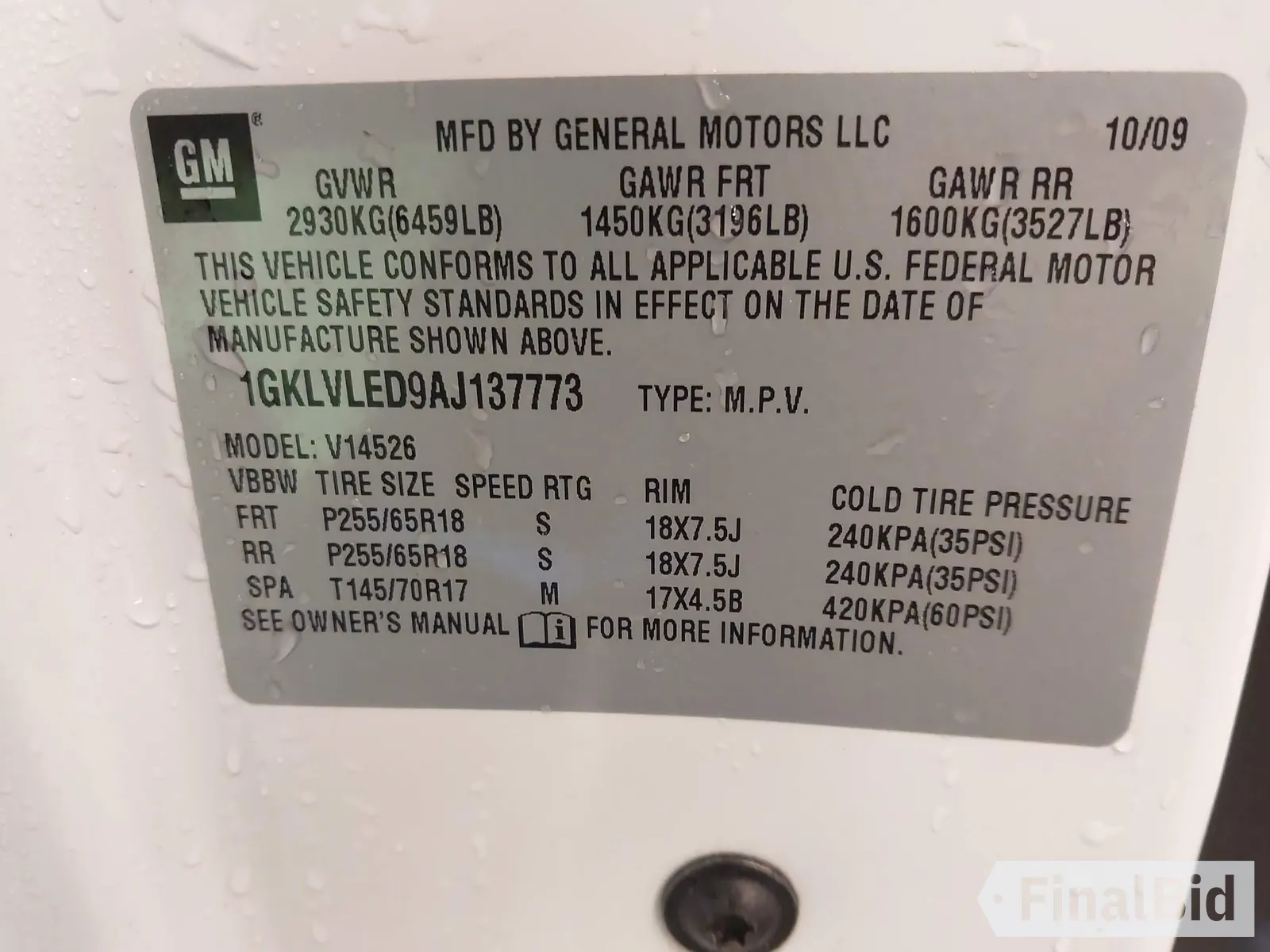 2010 GMC Acadia SLE