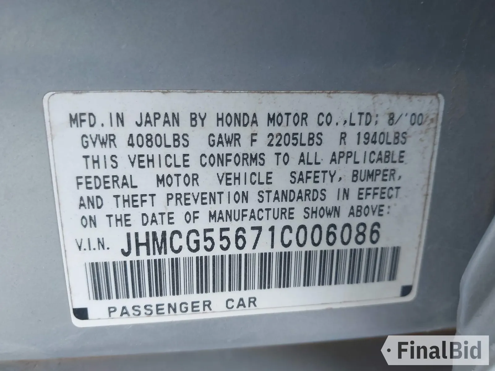 2001 Honda Accord EX