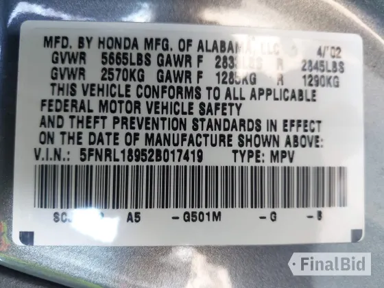 2002 Honda Odyssey EX-L